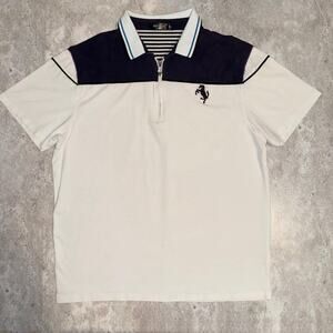 Rivelli Italian Short Sleeve Polo Shirt in White/Navy
